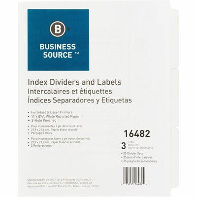 Business Source 3-Hole Punched Laser Index Tabs, White, 1 Box — view 1
