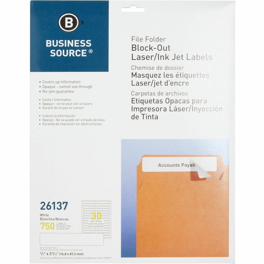 Business Source Block-out File Folder Labels, White, 750 / Pack — view 1