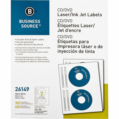 Business Source CD/DVD Labels, White, 300 / Pack — view 1