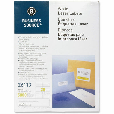 Business Source Bright White Premium-quality Address Labels, 5000 / Pack, BSN26113