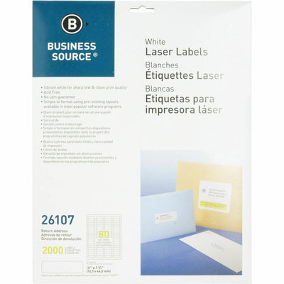 Business Source Address Laser Labels, White, 2000 / Pack — view 1