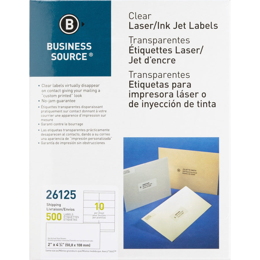 Business Source Clear Shipping Labels, 500 / Pack — view 1