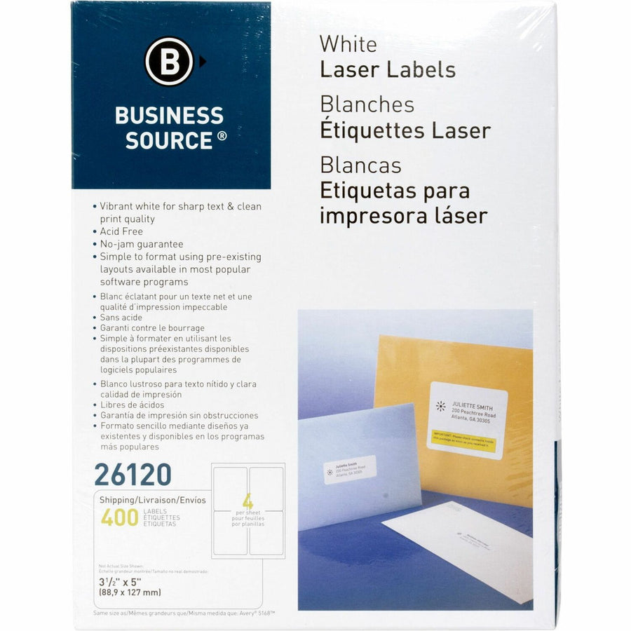 Business Source Bright White Premium-quality Address Labels, 400 / Pack — view 1