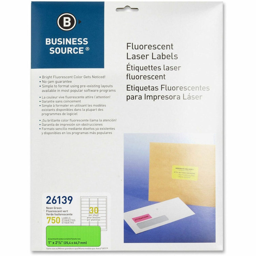 Business Source Neon Labels, Neon Green, 750 / Pack — view 1