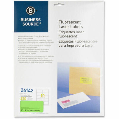 Business Source Neon Labels, Neon Green, 250 / Pack — view 1