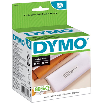 Newell Dymo High-Capacity Address Labels, White, 520 / Box, DYM30320
