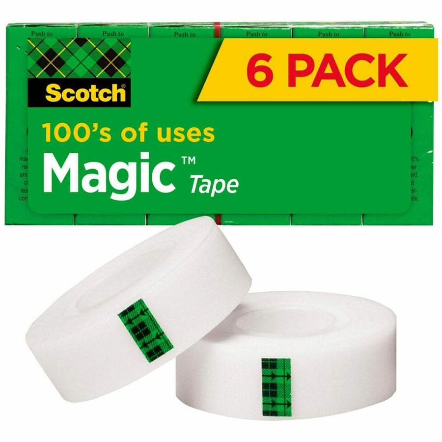 Scotch 3/4"W Magic Tape, Transparent, 0.75", 27.78 yd, 1", Photo-safe, 1 / Pack, MMM810K6