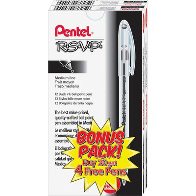 Pentel R.S.V.P. Ballpoint Stick Pens, 24 / Pack, PENBK91ASWUS