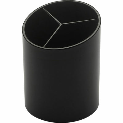 Business Source Large 3-Compartment Plastic Pencil Cup, Black, 12EA/CT — view 1