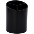 Business Source Large 3-Compartment Plastic Pencil Cup, Black, BSN32355