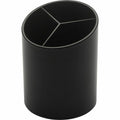 Business Source Large 3-Compartment Plastic Pencil Cup, Black, BSN32355