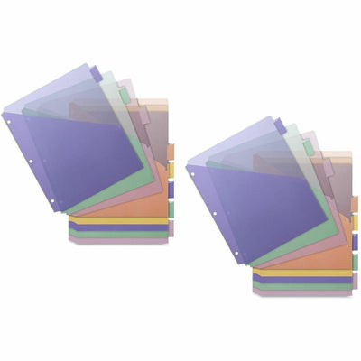 Business Source Double Pocket Index Dividers, Multicolor, 24 / Carton, BSN32373
