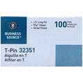 Business Source High Quality Steel T-pins, Silver, 1 Box, BSN32351