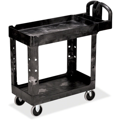 Rubbermaid Commercial HD 2-Shelf Utility Cart with Lipped Shelf (Small), Black, RCP450088BK