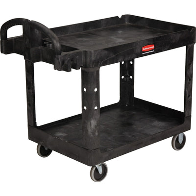 Rubbermaid Commercial Medium Utility Cart with Lipped Shelf, Black, RCP452088BK