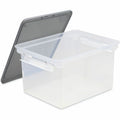 ERA Group Storex Tote Clear Storage Box with Lid, Silver, 1 / Carton, STX61530U01C