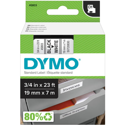 Newell Dymo D1 Electronic Tape Cartridge, White, DYM45803
