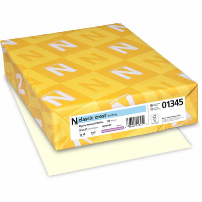 Neenah Paper Classic Crest Writing Multipurpose Paper - White, Natural White, 8 1/2" x 11", 500 / Ream, NEE01345