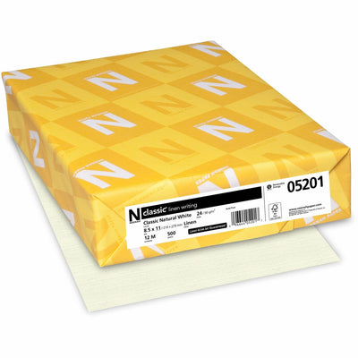 Neenah Paper Classic Premium Paper - White, Natural White, 8 1/2" x 11", 500 / Ream, NEE05201