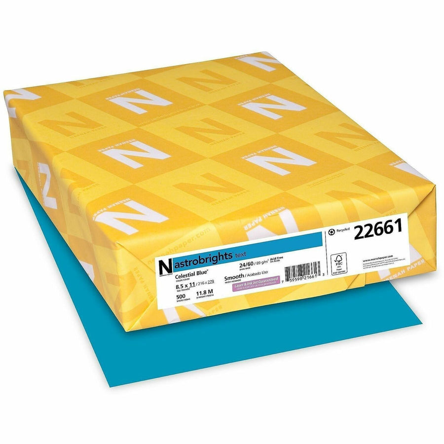 Neenah Astrobrights Paper Letter Celestial Blue 500/pkg, 8.5" x 11", 24 lb, Heavyweight, 500 / Pack, WAU22661