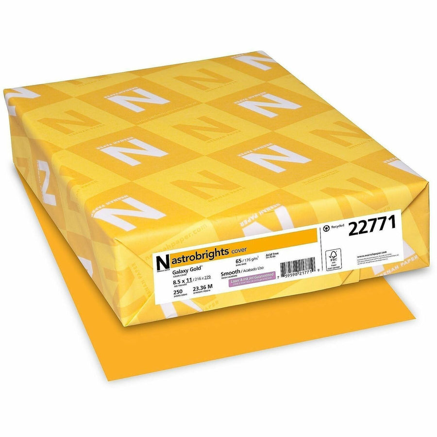 Astrobrights Colored Cardstock - Gold, 8.5" x 11", Galaxy Gold, 65 lb, Chlorine-free, 1 / Pack, WAU22771