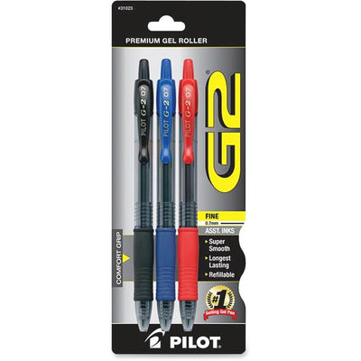 Pilot G2 Premium Gel Ink Retractable Pens, 3 / Pack, PIL31023