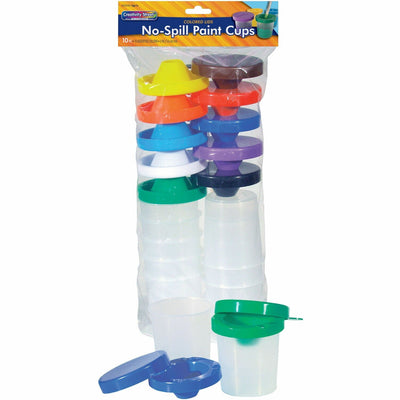 Dixon Ticonderoga Creativity Street No-Spill Round Paint Cups With Colored Lids, Assorted, 1 Set, PAC5100