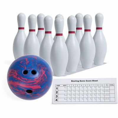 Champion Sports Plastic Bowling Ball & Pin Set, White, 1 Set, CSIBPSET