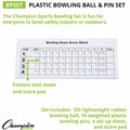 Champion Sports Plastic Bowling Ball & Pin Set, White, 1 Set, CSIBPSET