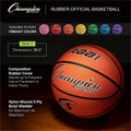 Champion Sports Size 7 Rubber Basketball Orange, CSIRBB1