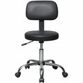 Lorell 16" Round Seat Pneumatic-Lift Stool with Back, Black, LLR69511