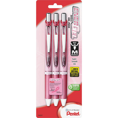 Pentel EnerGel EnerGel Pink BCA Ribbon RTX Liquid Gel Pens, 1 Pack, PENBL77PBP3A-BC