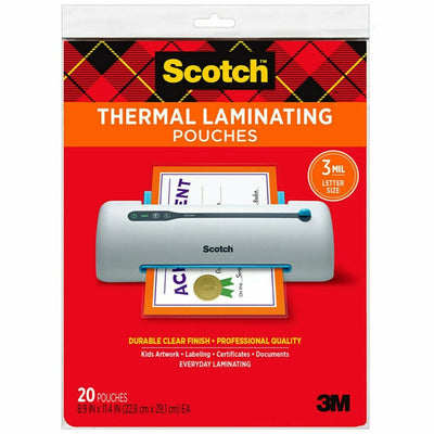 3M Scotch Thermal Laminating Pouches, Clear, 20 / Pack, MMMTP385420