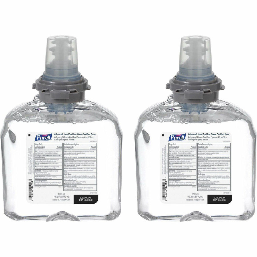 PURELL® TFX Foam Hand Sanitizer Refill, Clear, Fragrance-free, 2 / Carton, GOJ539102