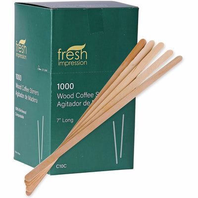 Eco-Products 7" Wooden Stir Sticks, Woodgrain, 1000 / Pack, ECONT-ST-C10C