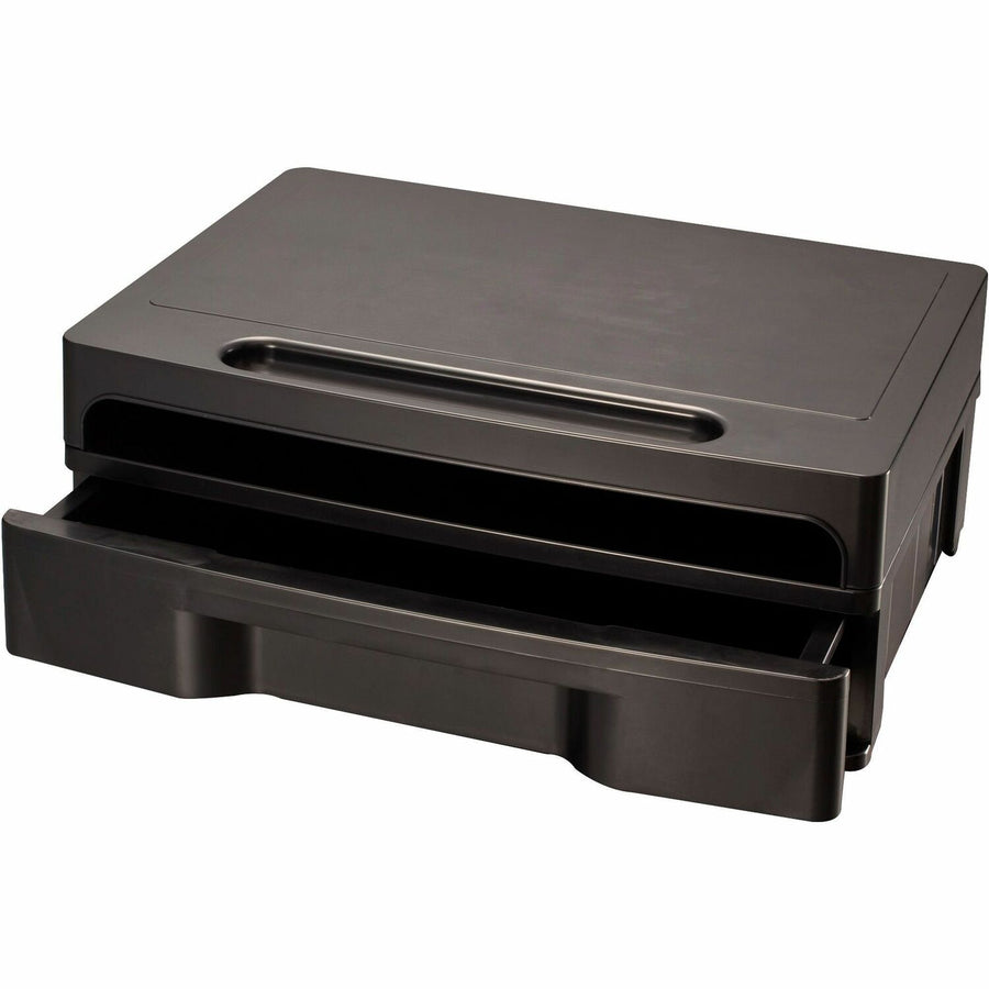 Officemate Monitor Stand with Drawer, 13.13" x 5", Black, Plastic, OIC22502