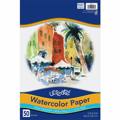 Dixon Ticonderoga UCreate Watercolor Paper, White, 12" x 18", 1 Pack, PAC4927