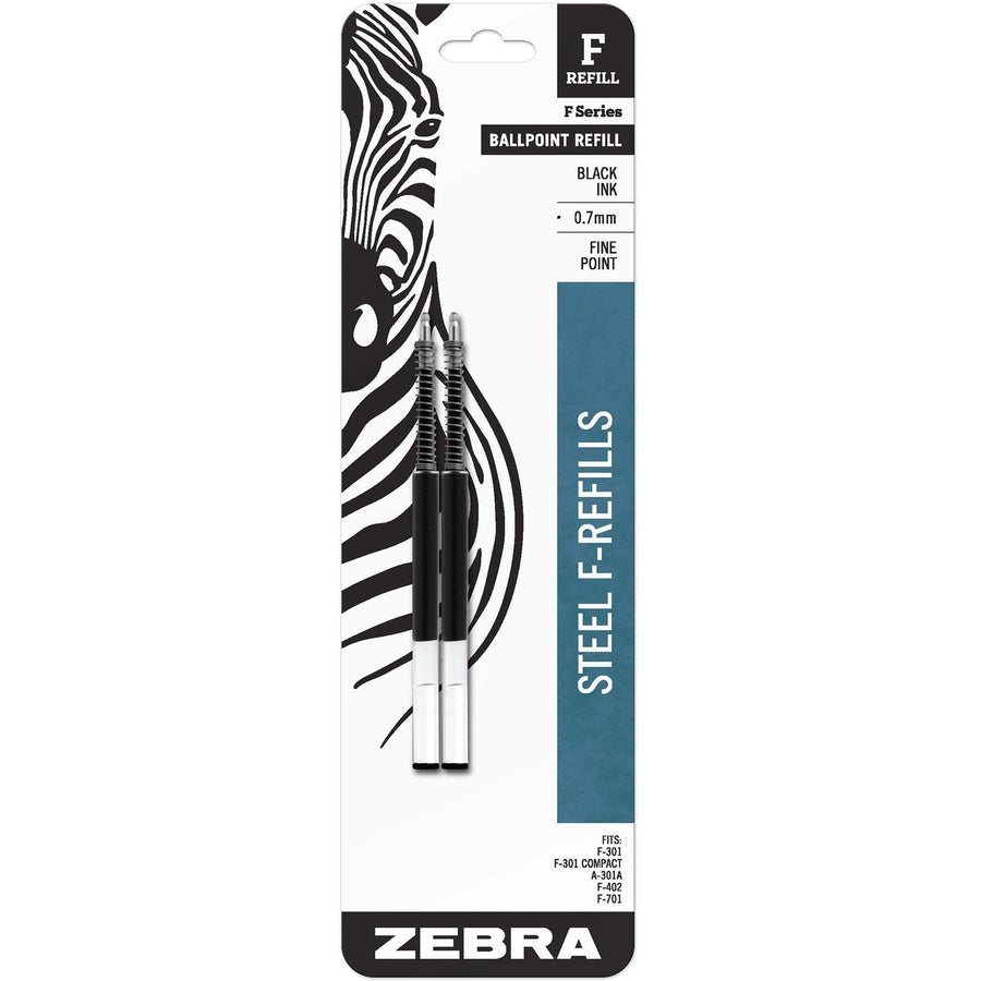 Zebra STEEL 7 Series F Refill Bold Point Ballpoint, Black, 2 / Pack, ZEB82712