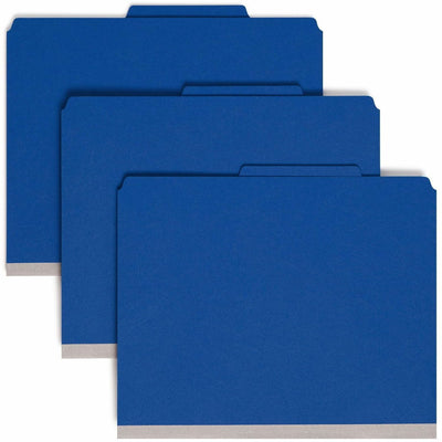 Smead SafeSHIELD 2/5 Tab Cut Letter Recycled Classification Folder, Dark Blue, 8 1/2" Width x 11" Length, 10 / Box, SMD14200