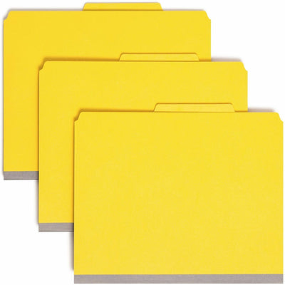 Smead SafeSHIELD 2/5 Tab Cut Letter Recycled Classification Folder, Yellow, 8 1/2" Width x 11" Length, 10 / Box, SMD14203