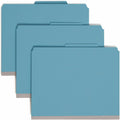 Smead SafeSHIELD 2/5 Tab Cut Letter Recycled Classification Folder, Blue, 8 1/2" Width x 11" Length, 10 / Box, SMD14204