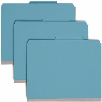 Smead SafeSHIELD 2/5 Tab Cut Letter Recycled Classification Folder, Blue, 8 1/2" Width x 11" Length, 10 / Box, SMD14204