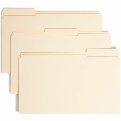 Smead SafeSHIELD 1/3 Tab Cut Legal Recycled Fastener Folder, Manila, 8 1/2" Width x 14" Length, 50 / Box, SMD19555