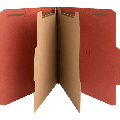 Nature Saver 2/5 Tab Cut Letter Recycled Classification Folder, Red, 8 1/2" Width x 11" Length, 10 / Box, NAT01051