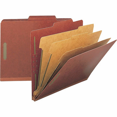 Nature Saver 2/5 Tab Cut Letter Recycled Classification Folder, Red, 8 1/2" Width x 11" Length, 10 / Box, NAT01052
