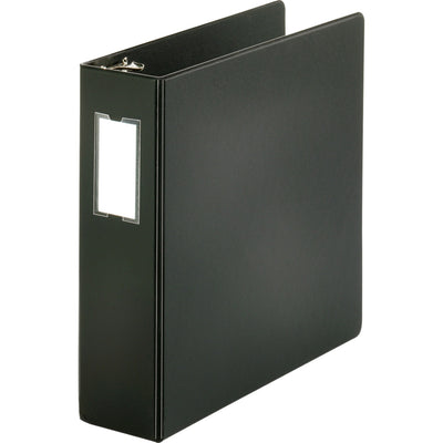 Business Source Basic Round Ring Binder w/Label Holder, Black, 8 1/2" Width x 11" Length, 12EA/CT — view 1