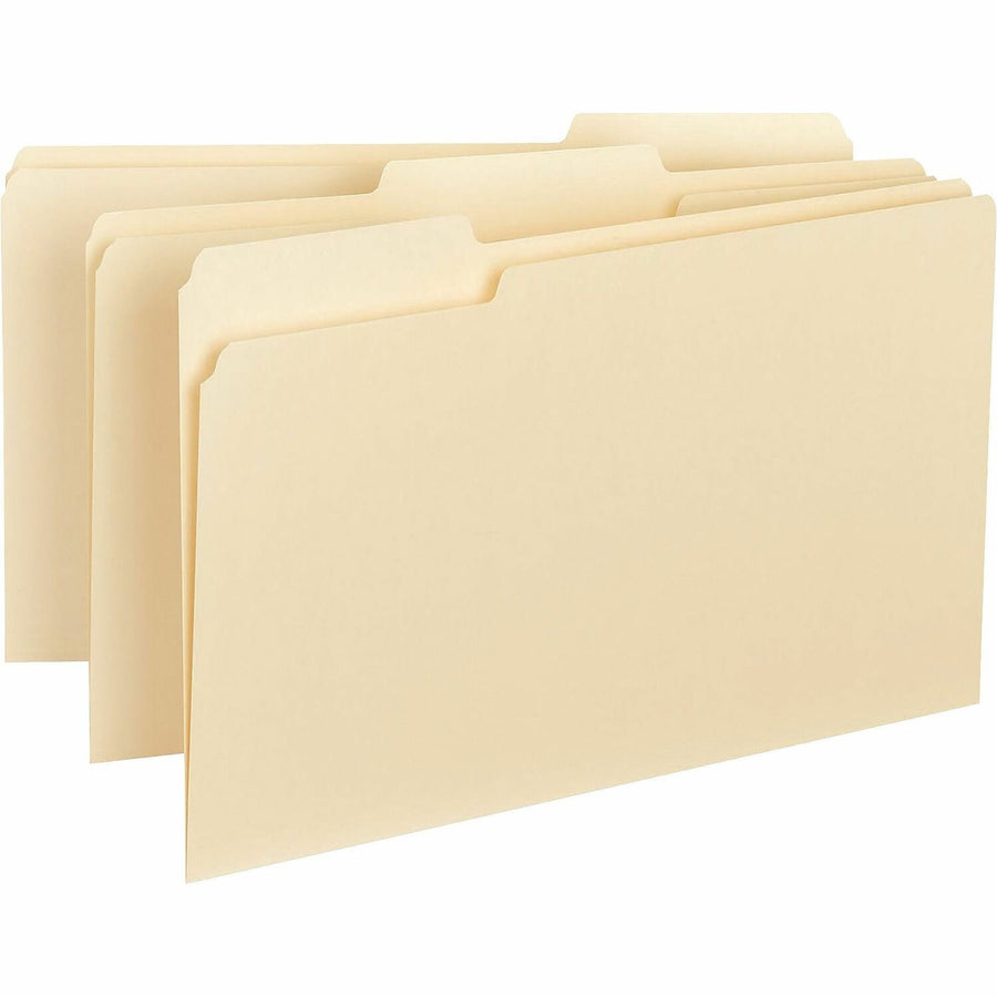 Business Source 1/3 Tab Cut Legal Recycled Top Tab File Folder, Manila, 8 1/2" Width x 14" Length, 100 / Box — view 1