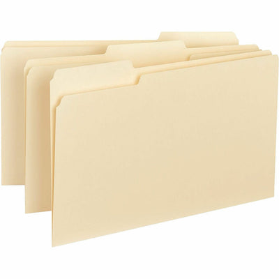 Business Source 1/3 Tab Cut Legal Recycled Top Tab File Folder, Manila, 8 1/2" Width x 14" Length, 100 / Box, BSN43560