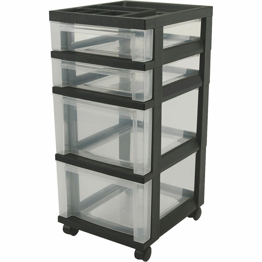 IRIS Mini Storage Cart, 14.25" x 26.44", Black, Plastic, IRS116827