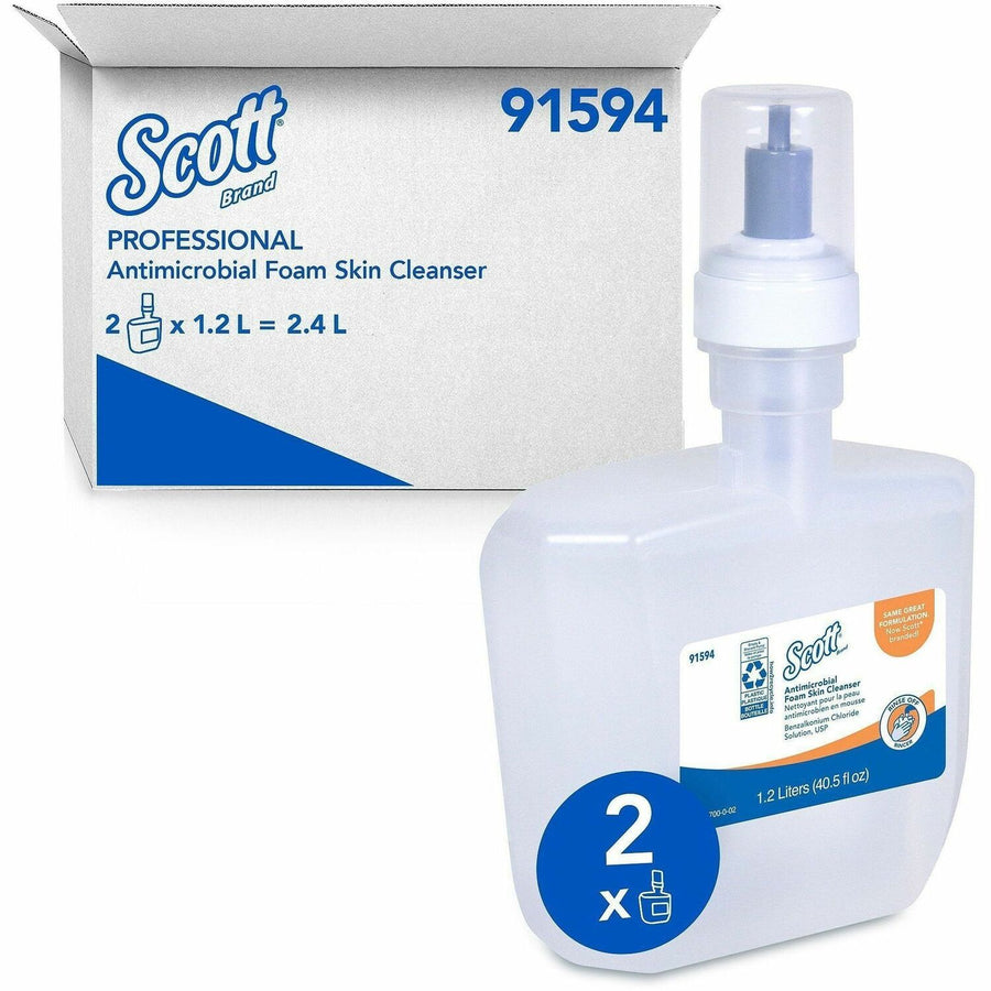 Scott® Antimicrobial Foam Skin Cleanser, Clear, 2 / Carton, KCC91594